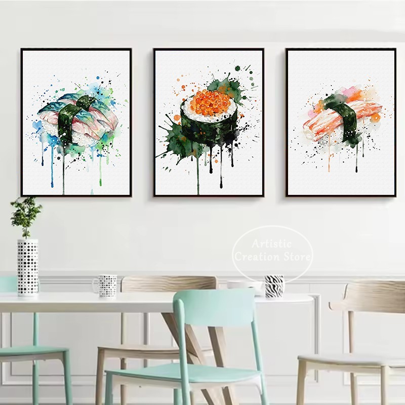 ภาพวาดสีน้ำอาหารญี่ปุ่น ซูชิปล - Japanese Lifestyle And Food บทวิจารณ์และราคา